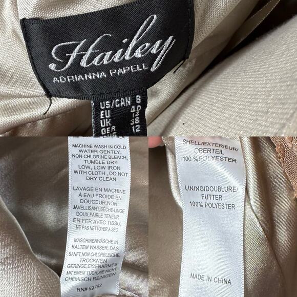 Hailey Adrianna Papell Halter Sequin Dress Taupe size 8 - Picture 5 of 6